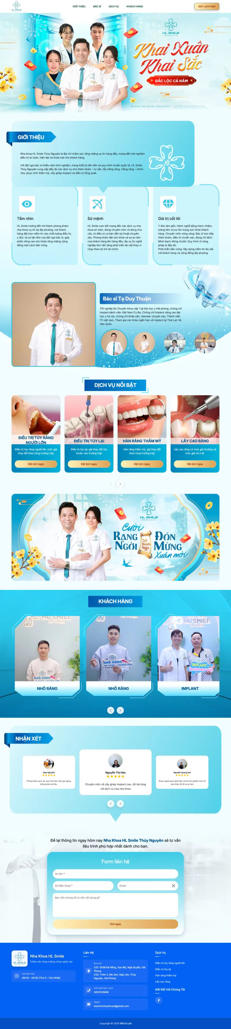 Landing Nha khoa HL Smile Thủy Nguyên