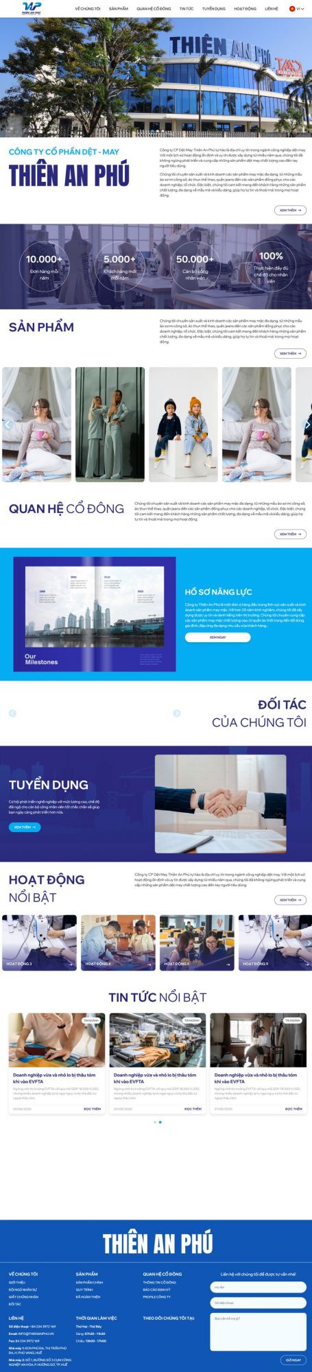 Website Công ty Cổ phần dệt may Thiên An Phú